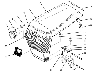 Hood Assembly Diagram and Parts List for 73400 6900001 - 6999999 Toro Lawn Tractor