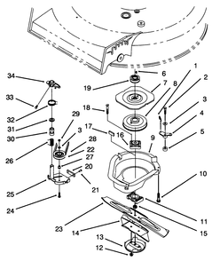 Blade Brake Clutch Assembly Diagram and Parts List for 20439 49000001 - 49999999 Toro Lawn Mower