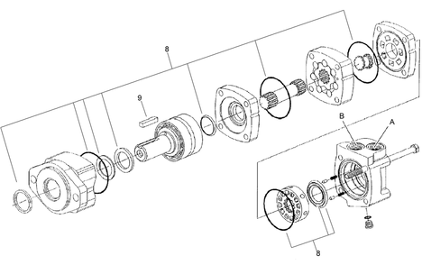 Hydraulic Motor Assembly No. 98-9084 Diagram and Parts List for 22445 318000001 - 999999999 Toro Tiller
