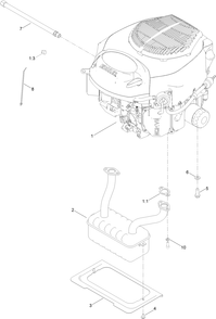 Engine And Muffler Assembly Diagram and Parts List for 74785 400000000 - 999999999 Toro Lawn Tractor
