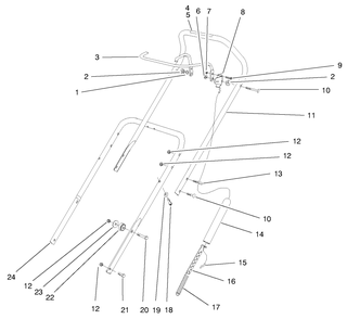 Handle Assembly Diagram and Parts List for 38425 7900001 - 7999999 Toro Snow Blower