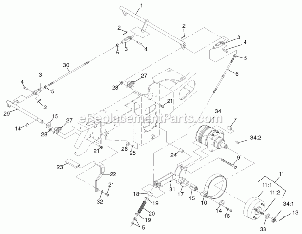 Parking Brake System Assembly Diagram and Parts List for 74177 210000001-210999999 Toro Lawn Mower
