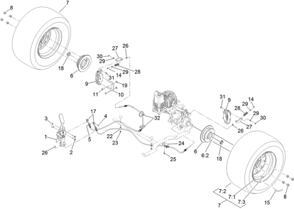 Rear Wheel And Park Brake Assembly Diagram and Parts List for 74923TE (313000001-313999999)(2013) Toro Lawn Mower