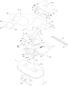 Housing Assembly Diagram and Parts List for 21810 411743171 - 412999999 Toro Lawn Mower