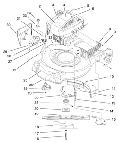 Engine & Blade Assembly Diagram and Parts List for 20023 9900001 - 9999999 Toro Lawn Mower