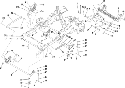 Deck Lift Assembly Diagram and Parts List for 74925TE (310000001-310999999)(2010) Toro Lawn Mower