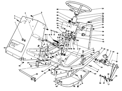 Frame & Steering Assembly Diagram and Parts List for 30718 1000001 - 1999999 Toro Lawn Tractor