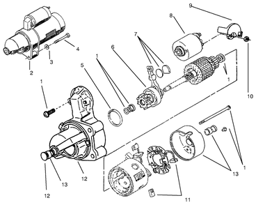 Starter Diagram and Parts List for 73502 7900001 - 7999999 Toro Lawn Tractor