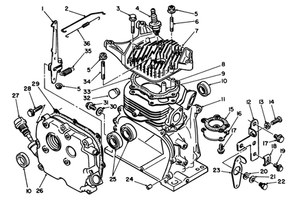 Crankcase Assembly Diagram and Parts List for 58410 7000001 - 7999999 Toro Edger