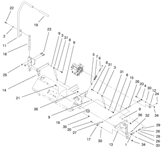 Hydraulic System Assembly Diagram and Parts List for 74212 (200000001-200999999)(2000) Toro Lawn Mower
