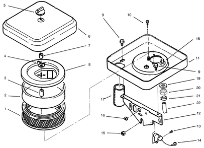 Air Cleaner Diagram and Parts List for 73520 5900001 - 5900177 Toro Lawn Tractor