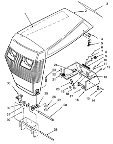 Hood Assembly Diagram and Parts List for 73420 3900001 - 3999999 Toro Lawn Tractor