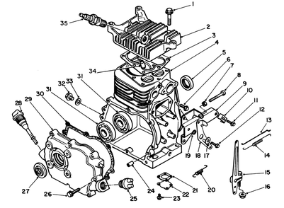 Crankcase Assembly Diagram and Parts List for 58430 6000001 - 6999999 Toro Edger
