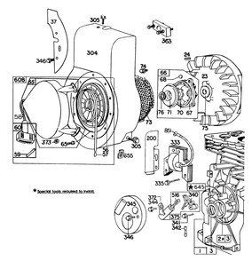 Engine Briggs & Stratton Model No. 130282-1123-01 Diagram and Parts List for 3108 2000001 - 2999999 Toro Lawn Tractor Accessories