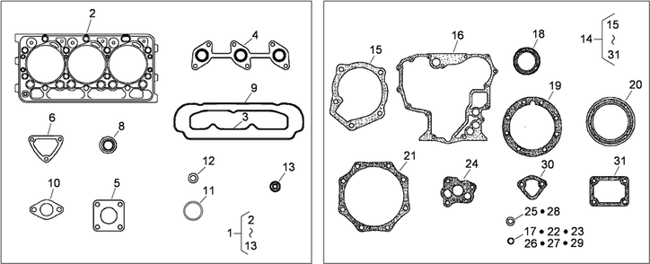 Upper And Lower Gasket Kits Diagram and Parts List for 74264TE (310000001-310999999)(2010) Toro Lawn Mower