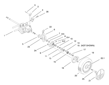 Rear Axle Assembly Diagram and Parts List for 20787 8900001 - 8999999 Toro Lawn Mower