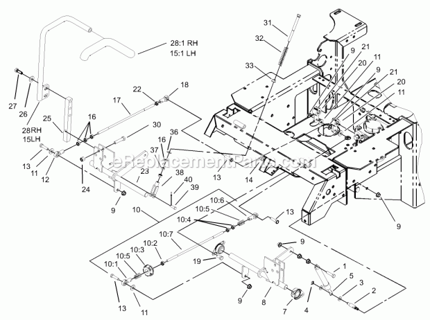 Motion Control System Assembly Diagram and Parts List for 74179 230005001-230006000 Toro Lawn Mower
