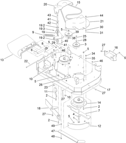 Deck Assembly Diagram and Parts List for 74534TE (312000001-312999999)(2012) Toro Lawn Mower