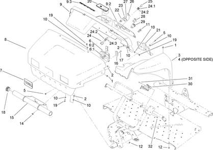 Hood And Fender Assembly Diagram and Parts List for 12004TC 270000001 - 270999999 Toro Lawn Tractor