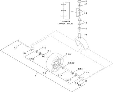 Caster Wheel And Fork Assembly Diagram and Parts List for 74951 (311000403-311999999)(2011) Toro Lawn Mower
