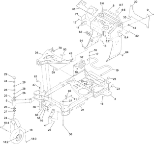 Frame Assembly Diagram and Parts List for 72524 415000000 - 999999999 Toro Lawn Mower