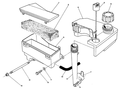 Air Cleaner & Fuel Tank Assembly (Engine Model No. Vml0-3) Diagram and Parts List for 26626 1000001 - 1999999 Toro Lawn Mower