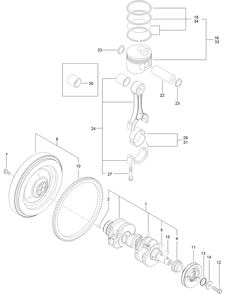Crankshaft And Piston Assembly Diagram and Parts List for 22352 412900000 - 999999999 Toro Lawn Tractor Accessories