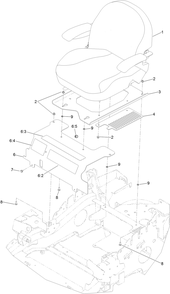 Seat Mounting Assembly Diagram and Parts List for 74145 (314000001-314999999)(2014) Toro Lawn Mower