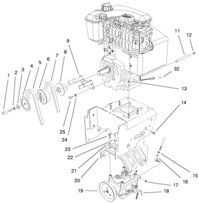 Engine & Transmission Drive Assembly Diagram and Parts List for 38558 99000001 - 99999999 Toro Snow Blower