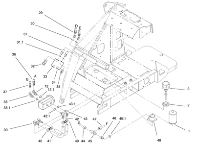 Hydraulic Assembly Diagram and Parts List for 22300 890001 - 899999 Toro Lawn Tractor Accessories