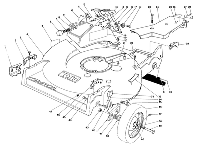 Housing Assembly (Model 22020) Diagram and Parts List for 22020 3000001 - 3999999 Toro Lawn Mower