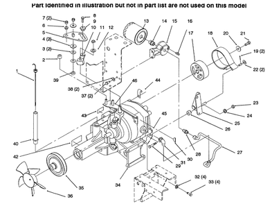 Transmission Diagram and Parts List for 73423 6900001 - 6999999 Toro Lawn Tractor