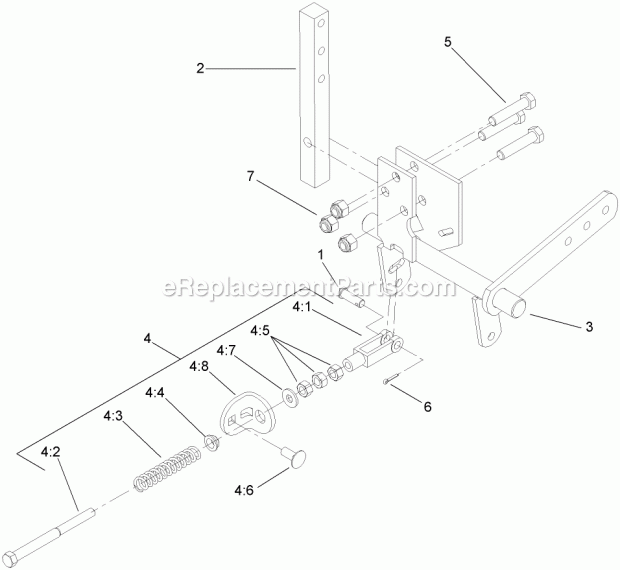 Rh Motion Control Assembly No. 109-3707 Diagram and Parts List for 74282 280000001-280999999 Toro Lawn Mower
