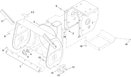 Main Frame Assembly Diagram and Parts List for 38870 409000000 - 999999999 Toro Snow Blower