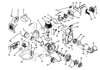 Engine Assembly Model No. 51638 & 51653 Diagram and Parts List for 51653 4900001 - 4999999 Toro Trimmer