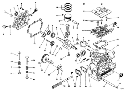 Engine No. 68-8290 Crankcase Assembly Diagram and Parts List for 38525 9000001 - 9999999 Toro Snow Blower