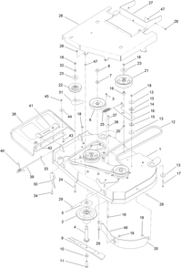 International Deck Assembly Diagram and Parts List for 44410TE 406610837-407999999 Toro Lawn Mower
