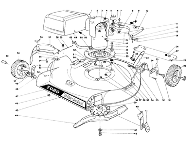 Main Frame Assembly Diagram and Parts List for 16050 2000001 - 2999999 Toro Lawn Mower