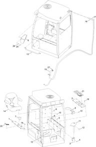 Operator Cab Assembly No. 2 Diagram and Parts List for 23823W 316000001 - 316999999 Toro Lawn Tractor Accessories