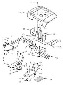 Fender And Supports Diagram and Parts List for 73320 3900001 - 3999999 Toro Lawn Tractor