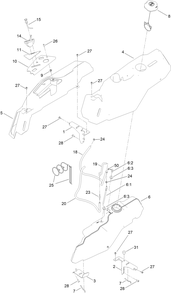 Fuel And Body Styling Assembly Diagram and Parts List for 75746 412517454 - 412689999 Toro Lawn Tractor