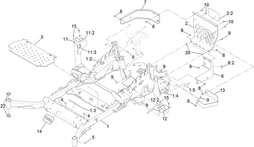 Frame Assembly Diagram and Parts List for 72961 413000000 - 414121573 Toro Lawn Tractor