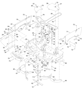 54in Deck Assembly Diagram and Parts List for 76530 417116866 - 417309999 Toro Lawn Tractor