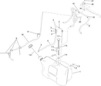 Fuel Tank Assembly Diagram and Parts List for 74536TE (313000001-313999999)(2013) Toro Lawn Mower
