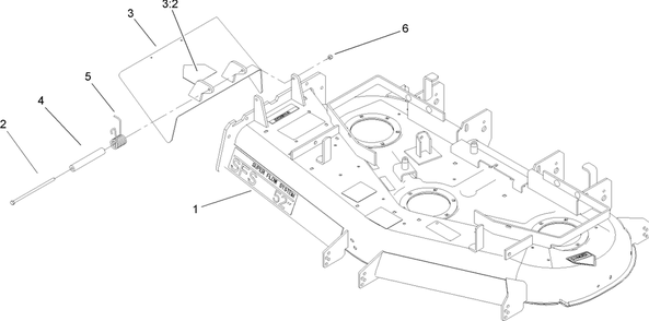 Deck And Deflector Assembly Diagram and Parts List for 105-6174 (240000001-240999999)(2004) Toro Lawn Mower