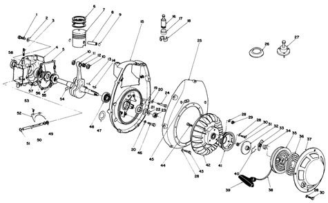 Crankcase & Flywheel Assembly Diagram and Parts List for 30113 6000001 - 6999999 Toro Lawn Tractor Accessories