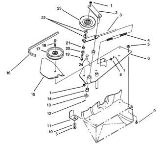 Pulley & Belt Assembly Diagram and Parts List for 07-4XVS01 2000001 - 2999999 Toro Lawn Tractor Accessories