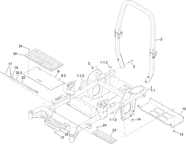 Frame Assembly Diagram and Parts List for 74010HD 417200000 - 418028709 Toro Lawn Tractor