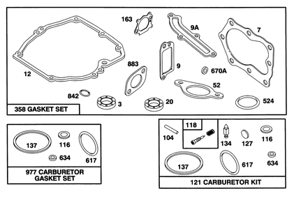 Engine Briggs & Stratton Model 127702-0645-01 Diagram and Parts List for 16400 6900001 - 6999999 Toro Lawn Mower