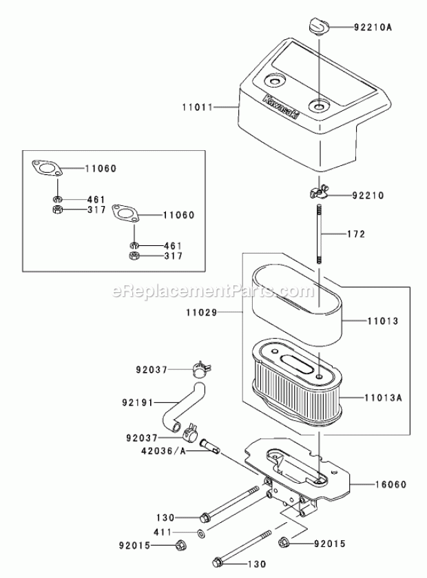 Air-Filter Assembly Kawasaki Fh601v-Ds06 Diagram and Parts List for 74179 230006001-230007000 Toro Lawn Mower